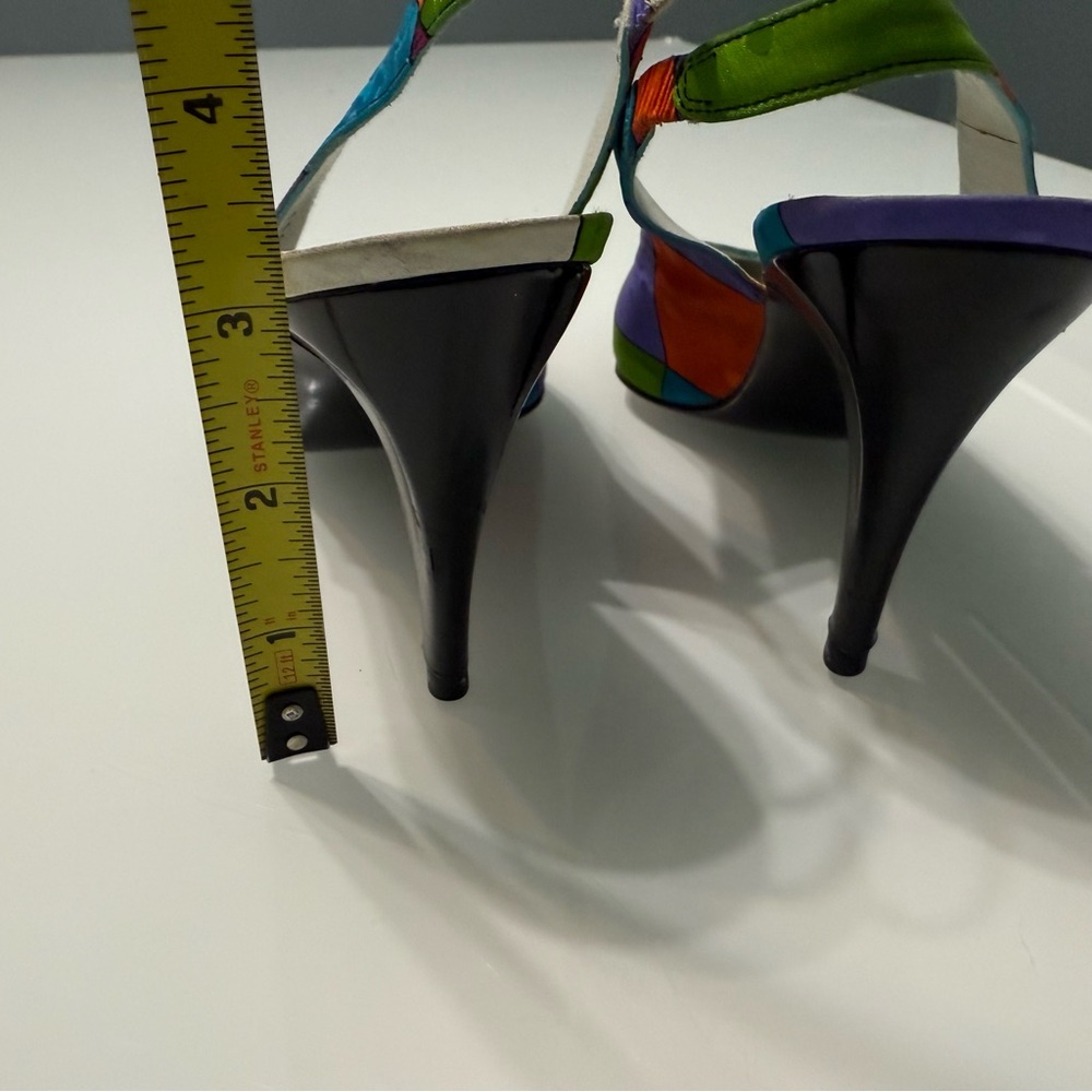 Vintage Stuart Weitzman Mondrian style Slingback kitten Heels 7.5AA - Picture 4 of 7